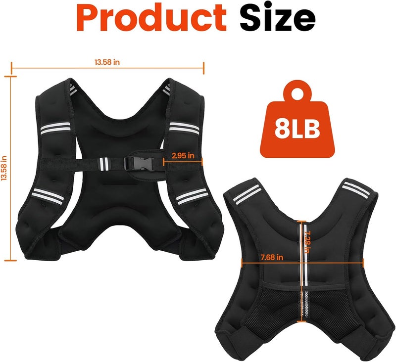 Poudee Weighted Vest, 6lb/8lb/10lb/12lb/16lb/20lb/25lb/30lb Weight Vest for Men Women, Body Weight Vests Adjustable with Reflective Stripe for Strength Training, Running, Workout, Jogging, Walking - Image 5